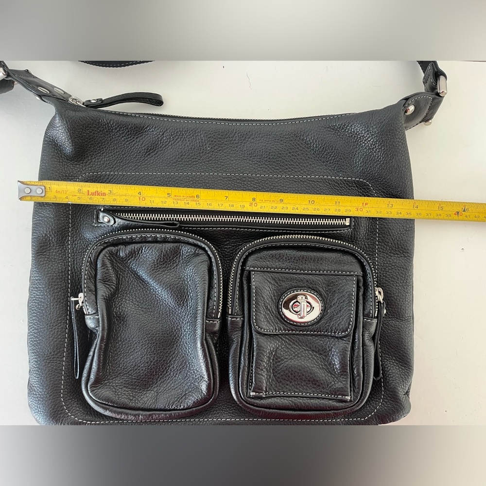 NWOT Danier Black Leather Crossbody Bag for Men Travel Bag Satchel - Picture 6 of 12